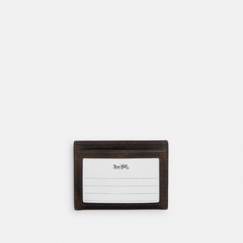 Coach Slim ID Card Case In Loved Leather Black Brown