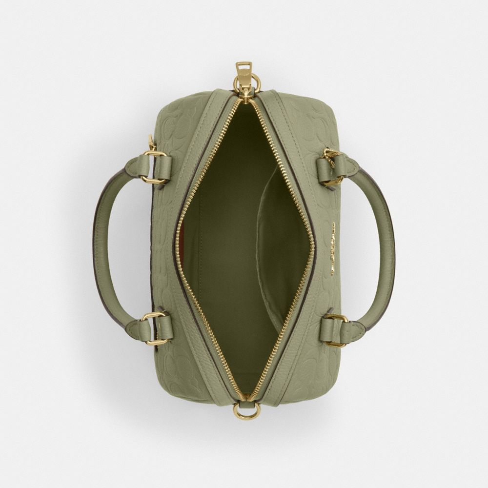 Coach Rowan Satchel Bag In Signature Leather Gold Pistachio