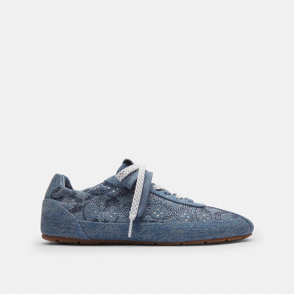 Women's Coach Soft Sneaker In Signature Denim Denim Blue