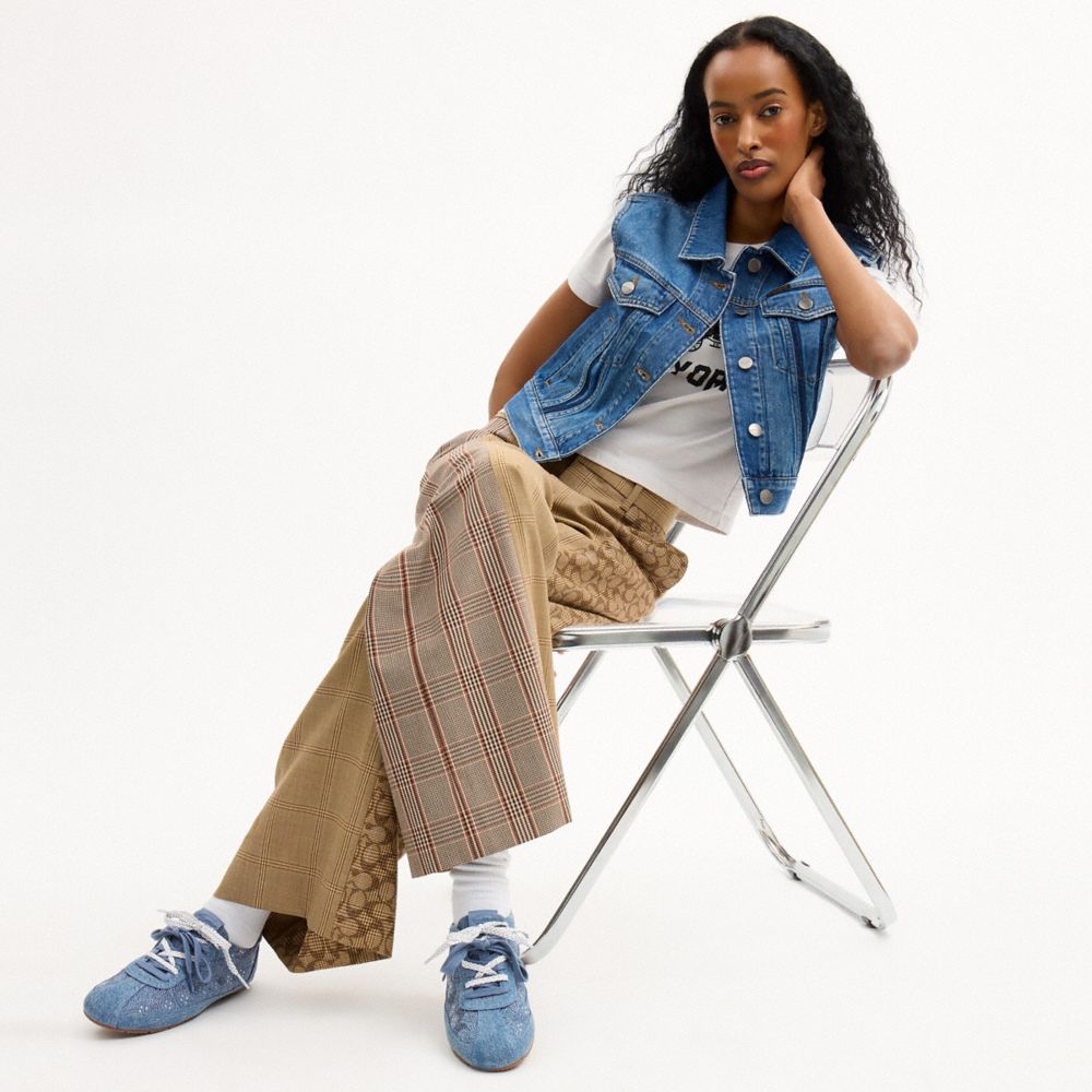 Women's Coach Soft Sneaker In Signature Denim Denim Blue