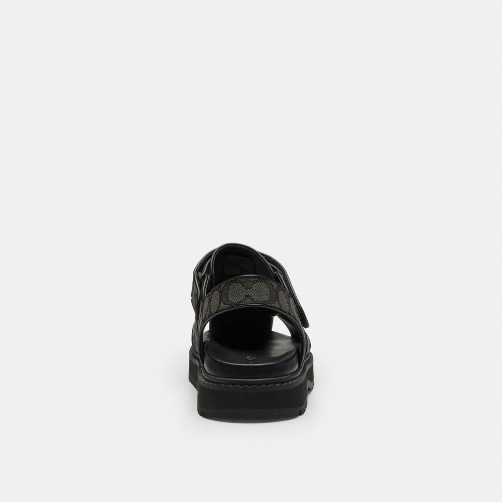 Men's Coach Fisherman Sandal In Signature Jacquard Graphite Black