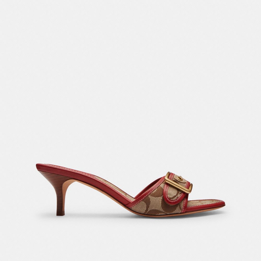 Women's Coach Margot Sandal In Signature Sateen Jacquard Khaki Poppy
