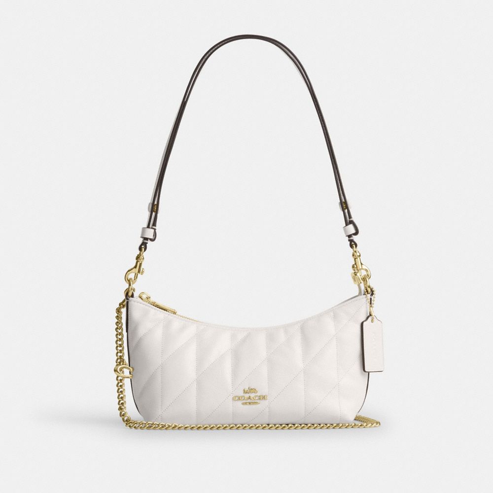 Coach Caitlin Shoulder Bag With Quilting And Charm Gold Chalk