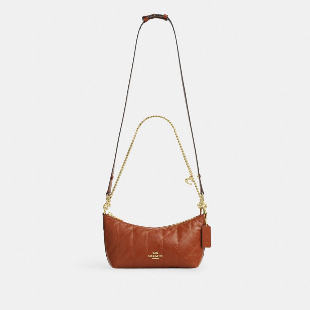 Coach Caitlin Shoulder Bag With Quilting And Charm Gold Cinnamon