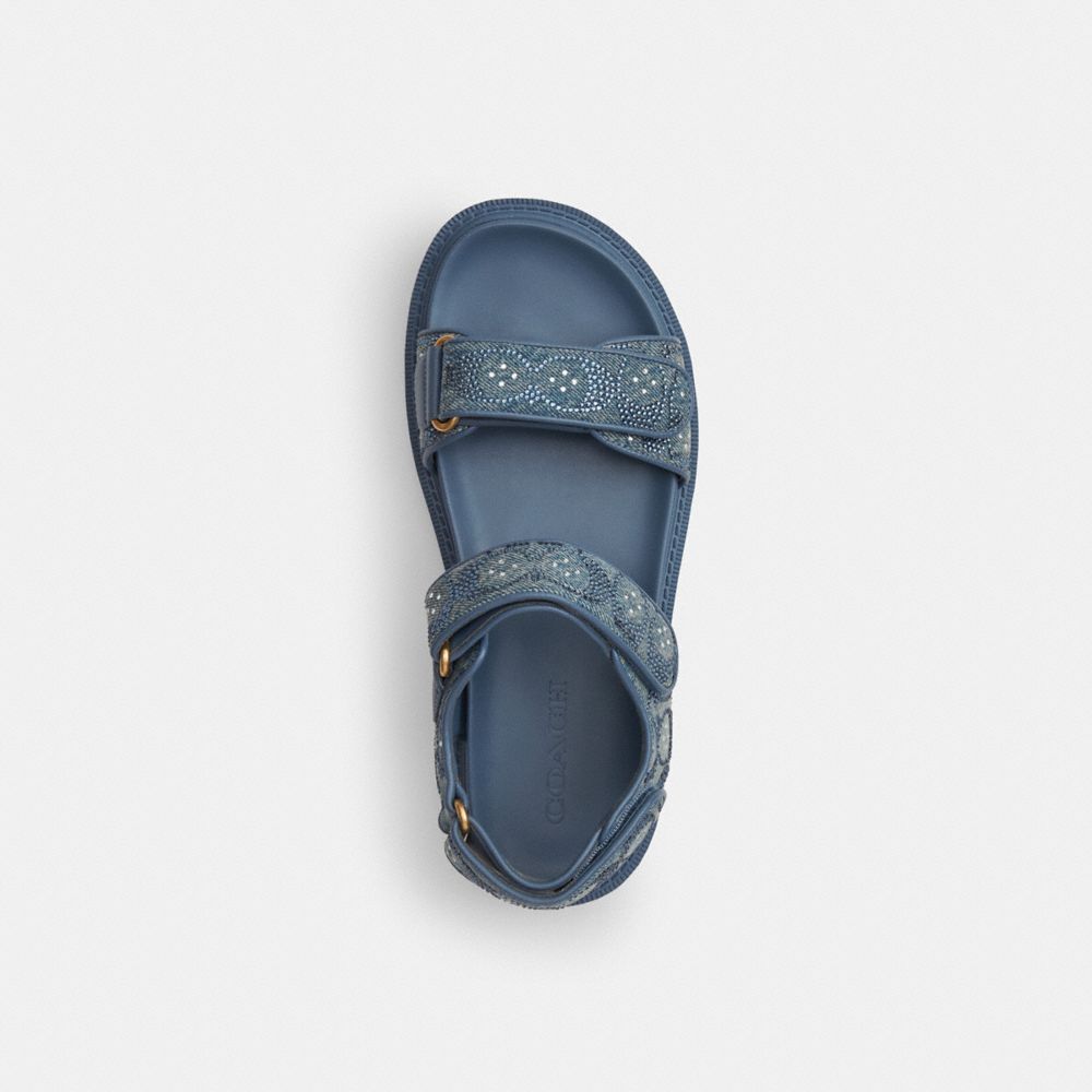Women's Coach Brynn Sandal In Crystal Signature Denim Denim