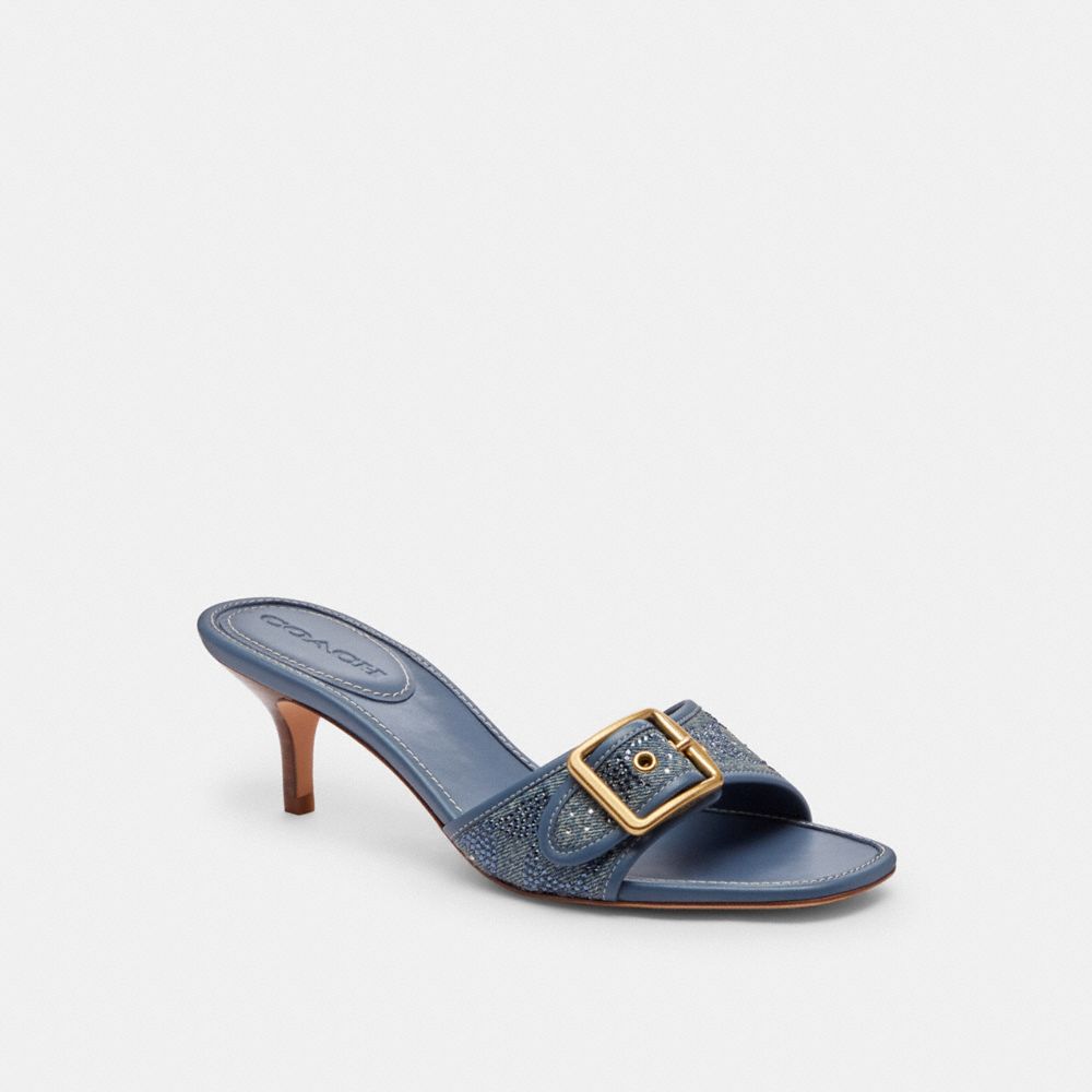 Women's Coach Margot Sandal In Crystal Signature Denim Denim