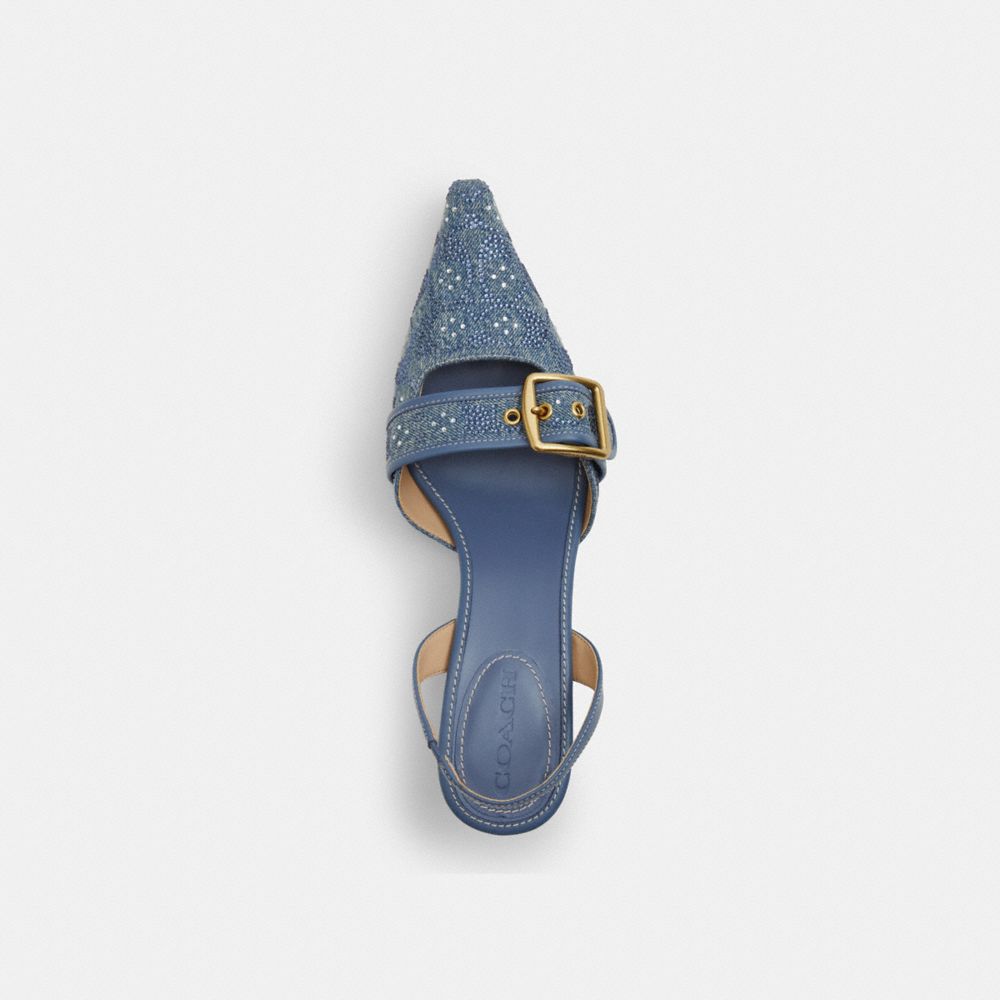 Women's Coach Margot Slingback In Crystal Signature Denim Denim