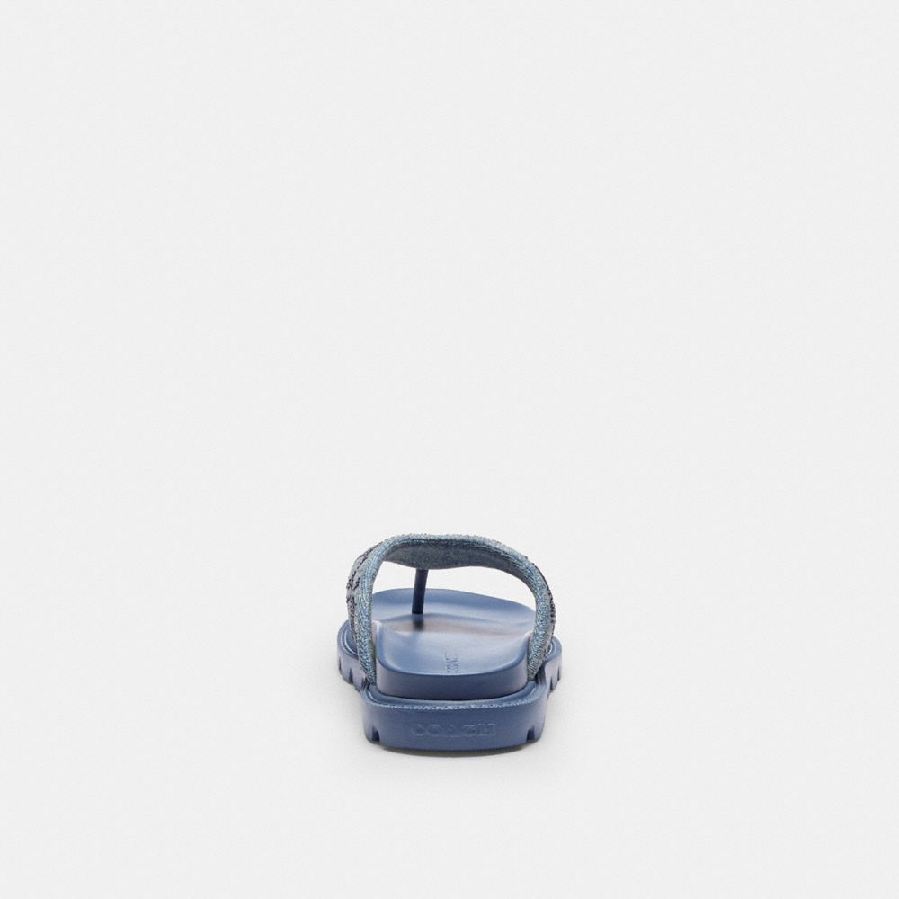 Women's Coach Brynn Thong Sandal In Crystal Signature Denim Denim