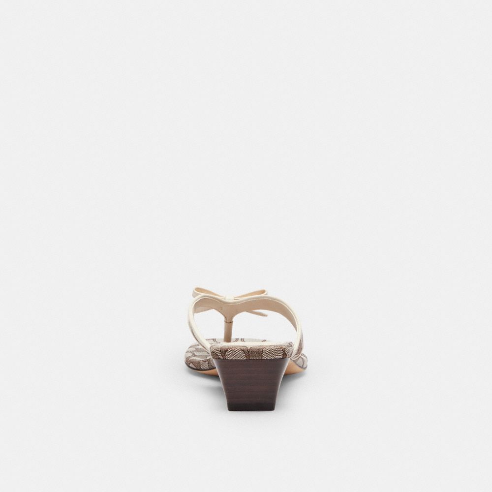 Women's Coach Bow Thong Kitten Heel In Signature Jacquard Oak Chalk