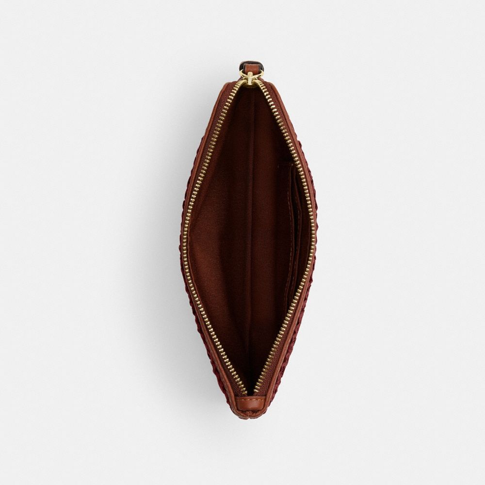 Coach Large Corner Zip Wristlet Gold Russet