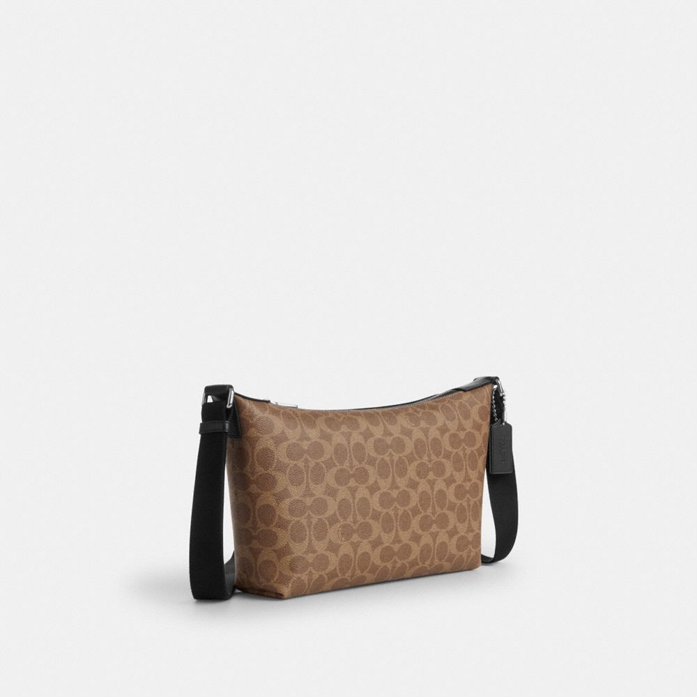 Coach Small Finn Crossbody Bag With Pouch In Signature Canvas Silver Tan Black