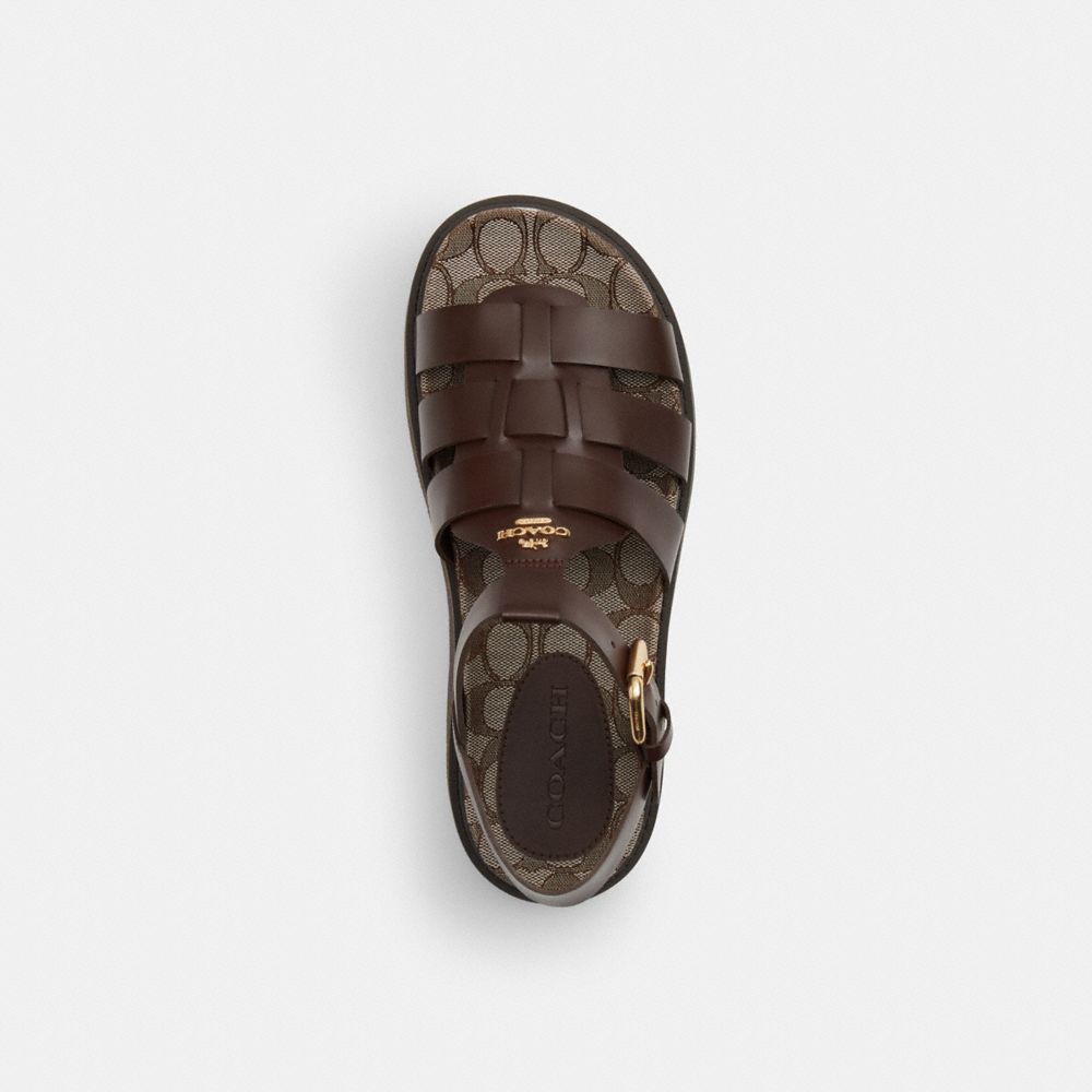 Women's Coach Lucy Lug Sole Sandal In Signature Jacquard Maple Oak