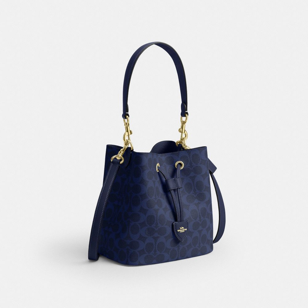 Coach Rowan Bucket Bag In Signature Canvas Gold/Navy