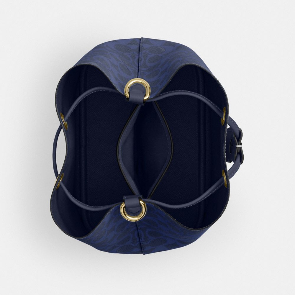 Coach Rowan Bucket Bag In Signature Canvas Gold/Navy