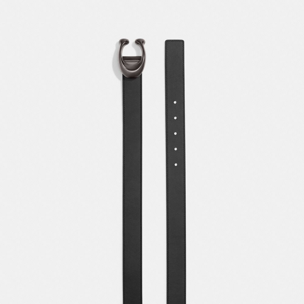Coach Sculpted C Buckle Cut To Size Reversible Belt, 32 Mm Pewter Black