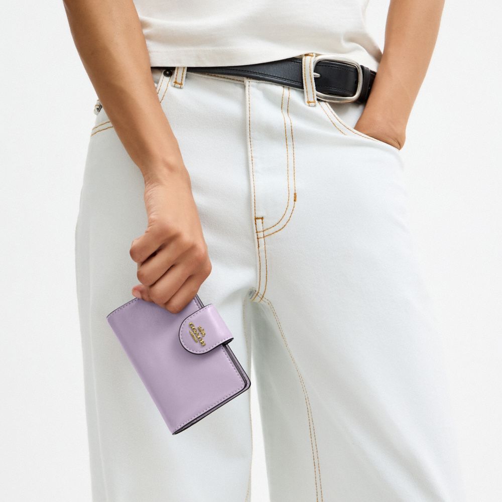 Coach Medium Corner Zip Wallet Gold/Lilac