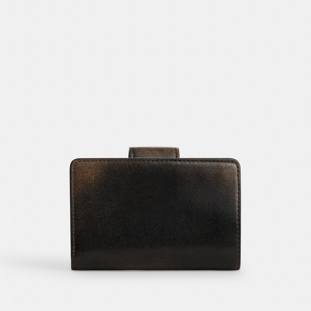 Coach Medium Corner Zip Wallet In Loved Leather Silver/Black Brown