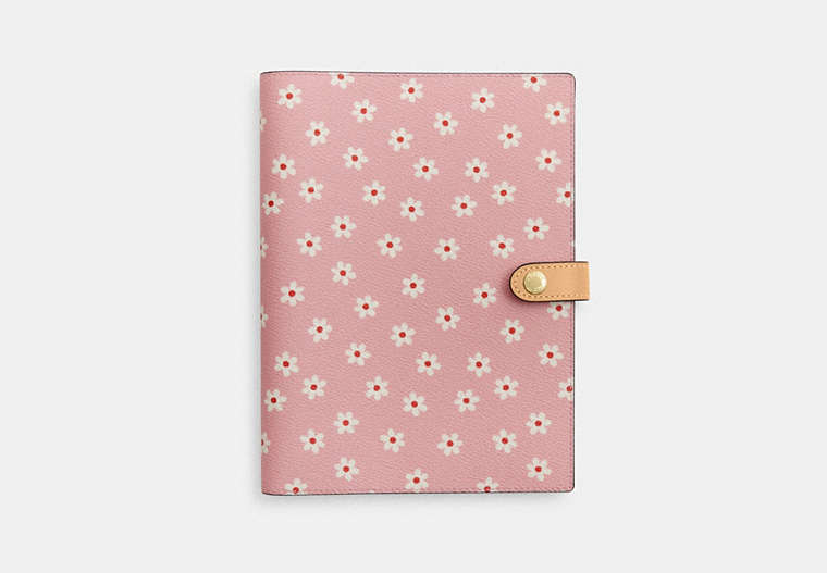 COACH Notebook With Floral Print Gold Pink Multi