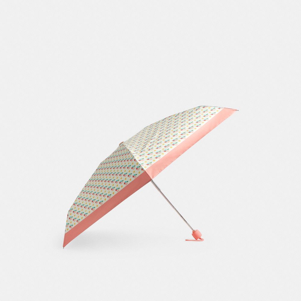 Coach Uv Protection Mini Umbrella With Floral Print Silver Chalk Multi