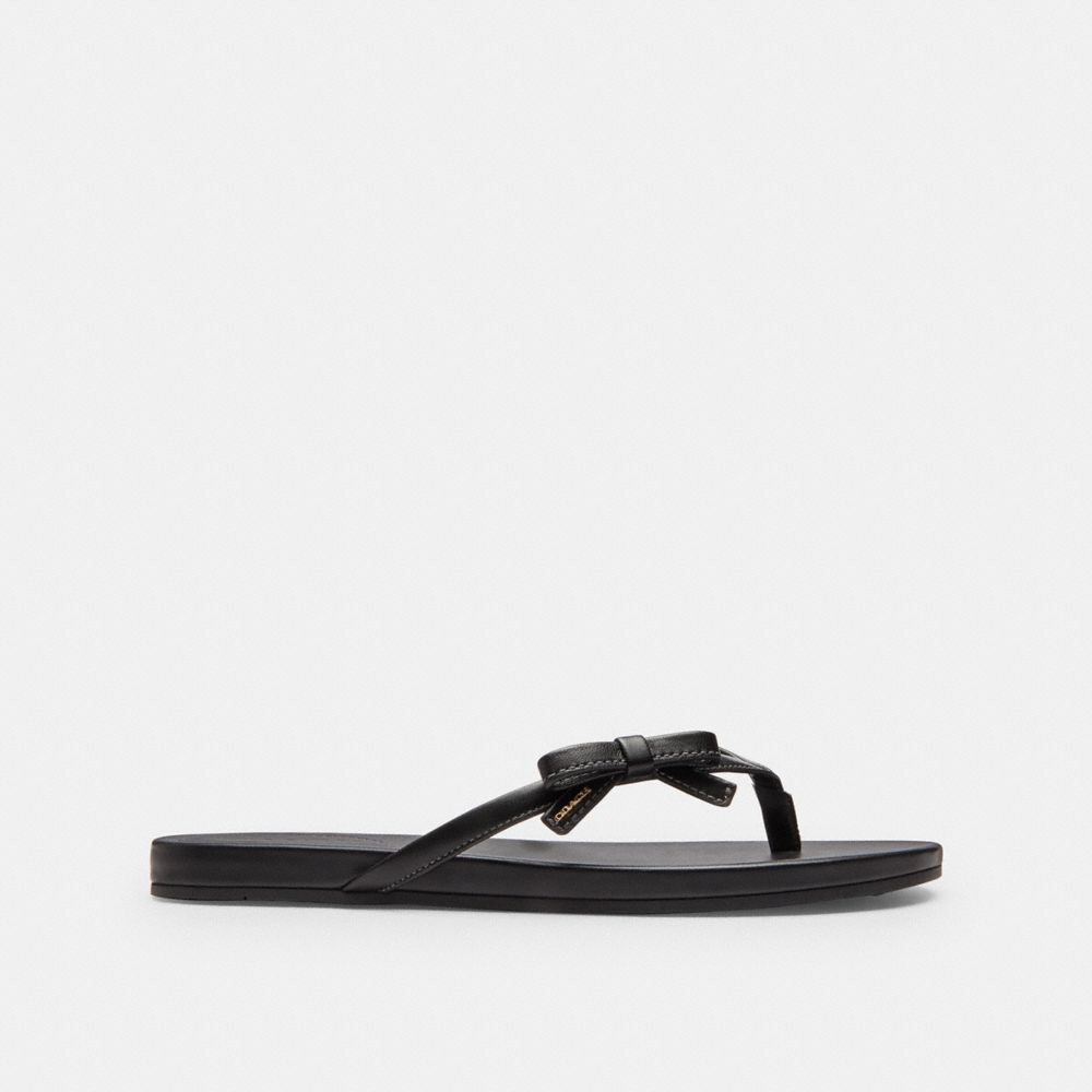 Women's Coach Bow Flip Flop Black
