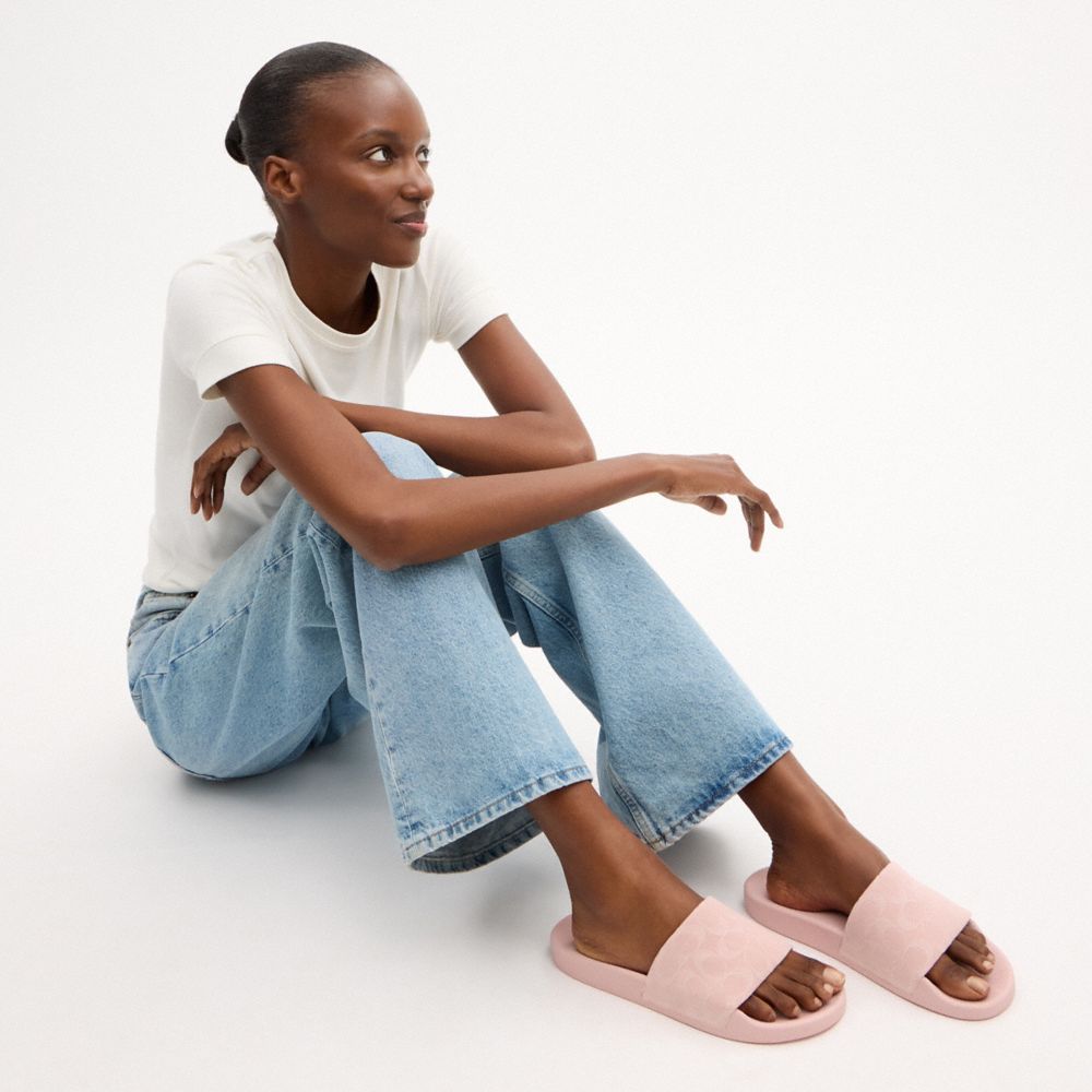 Women's Coach Udele Sport Slide In Signature Denim Ballerina.