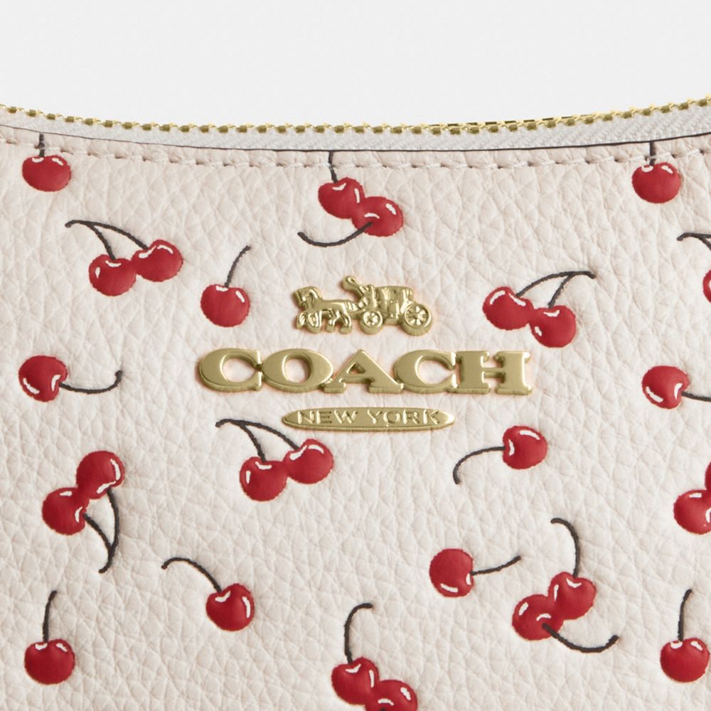 Coach Teri Shoulder Bag With Cherry Print Gold Chalk Multi