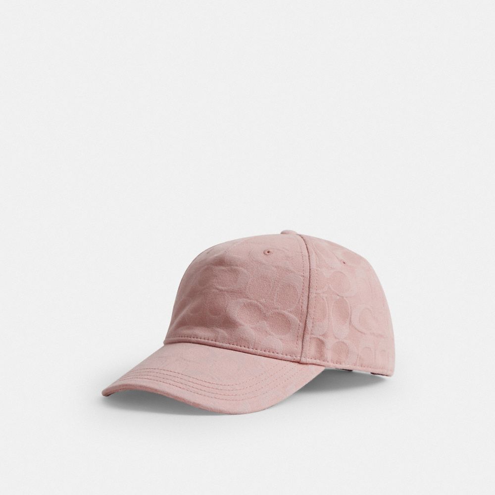 Coach Signature Denim Baseball Hat Pink
