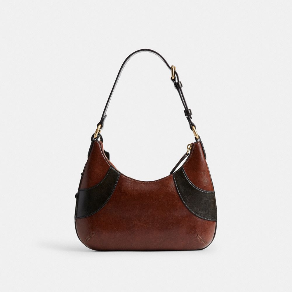 Coach Bowling Flat Hobo Shoulder Bag Redwood/Black