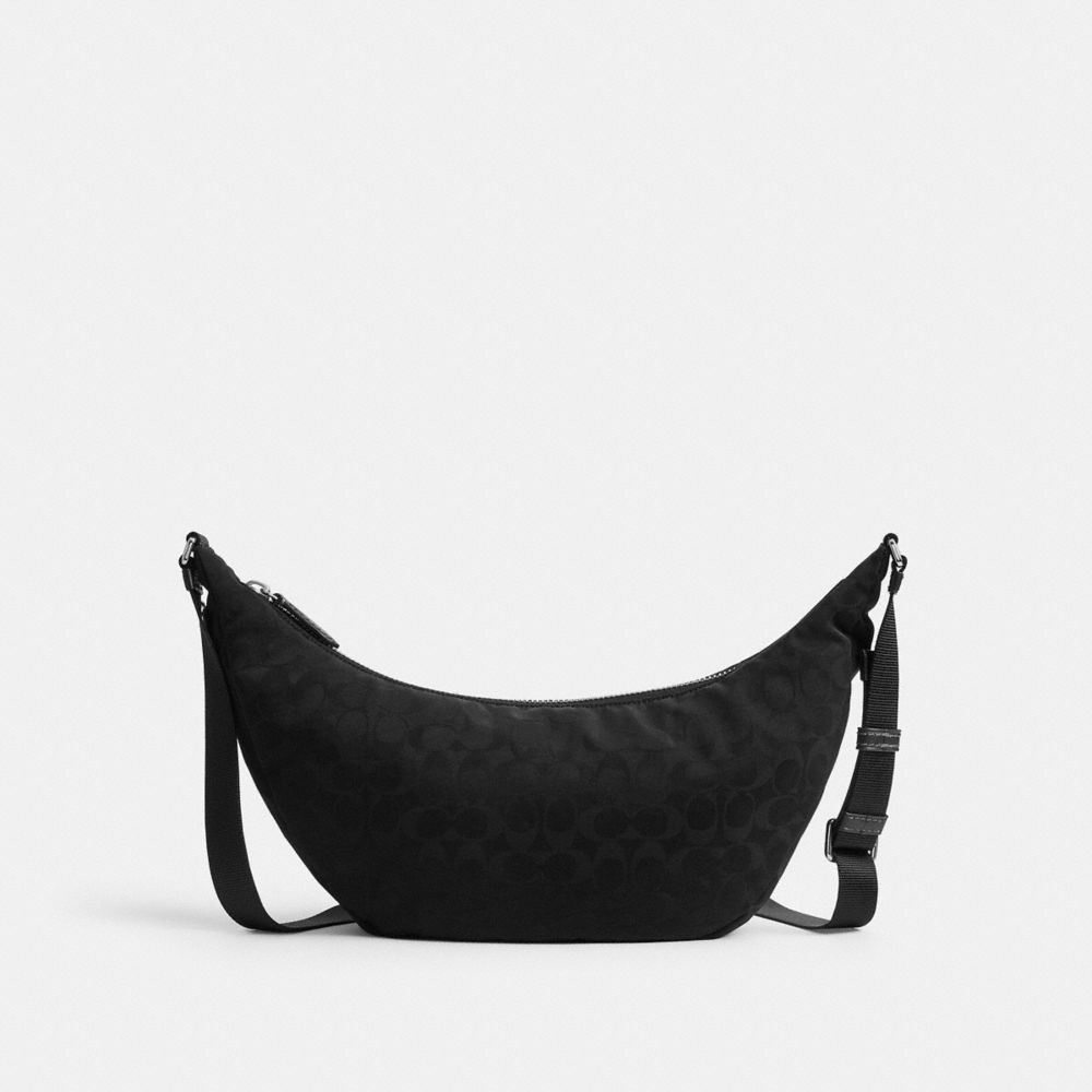 Coach Leon Sling Bag In Signature Nylon Jacquard Black