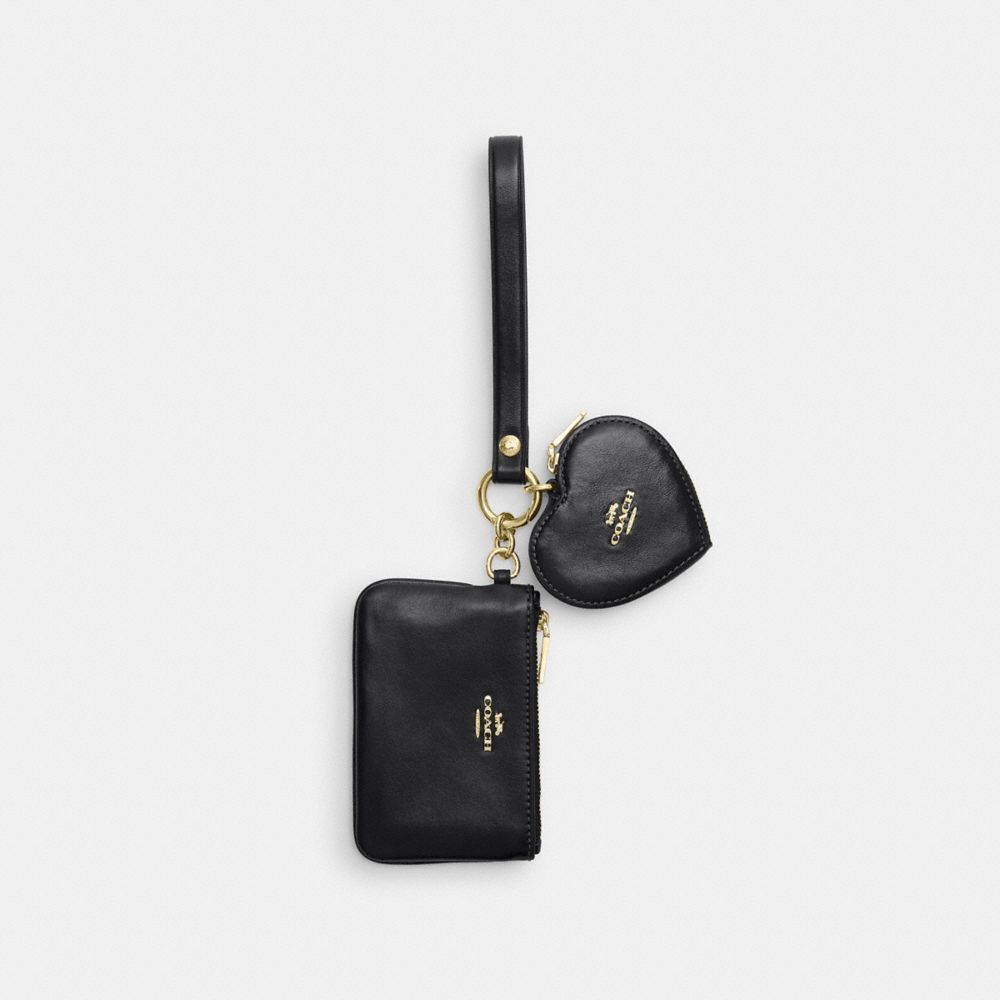 Coach Wristlet And Heart Pouch Gold/Black