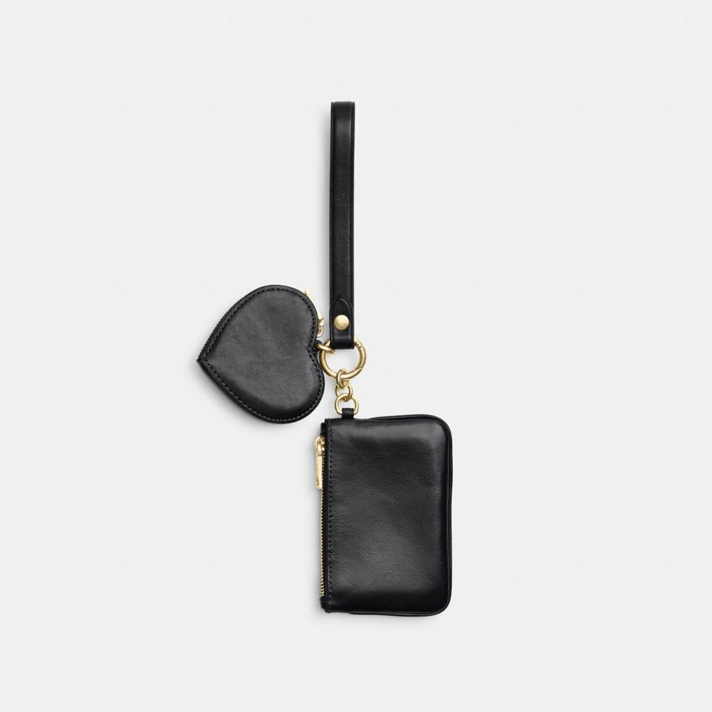Coach Wristlet And Heart Pouch Gold/Black