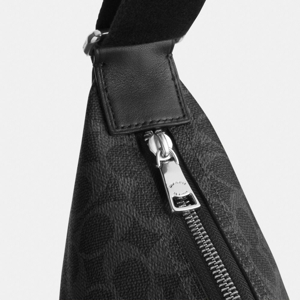 Coach Finn Hobo Bag 32 In Signature Canvas Silver/Black Signature
