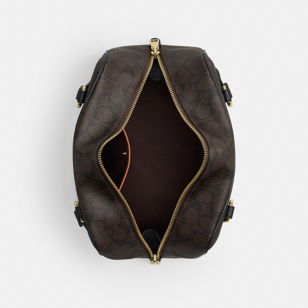 Coach Sydney Shoulder Bag In Signature Canvas Gold/Walnut/Black