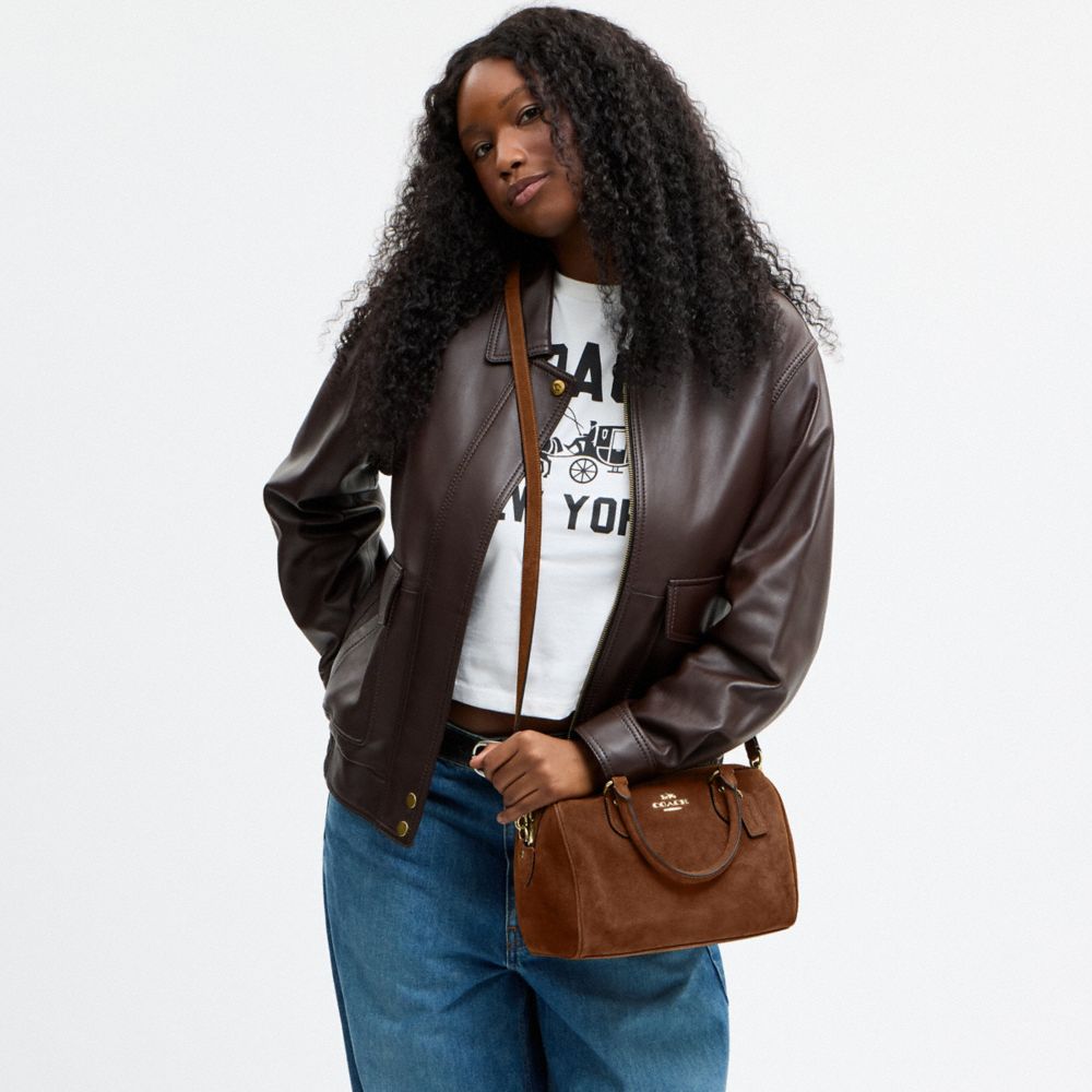 Coach Rowan Satchel Bag Gold/Warm Brown