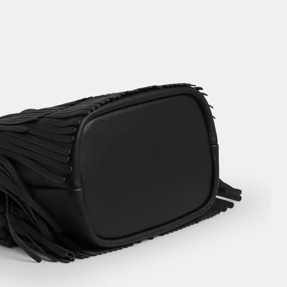Coach Faye Mini Drawstring Bag With Fringe Gold/Black
