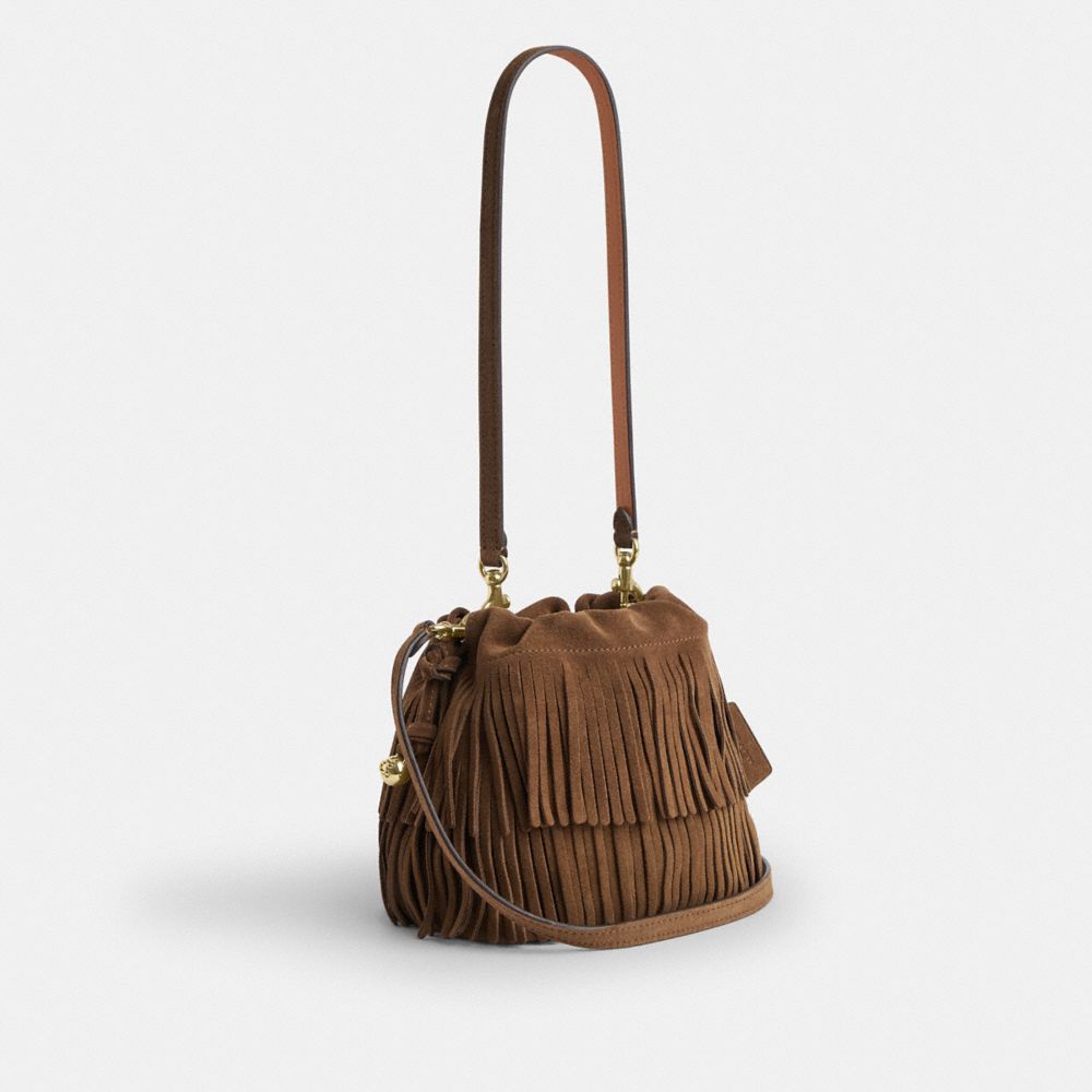 Coach Faye Mini Drawstring Bag With Fringe Im/Cedar
