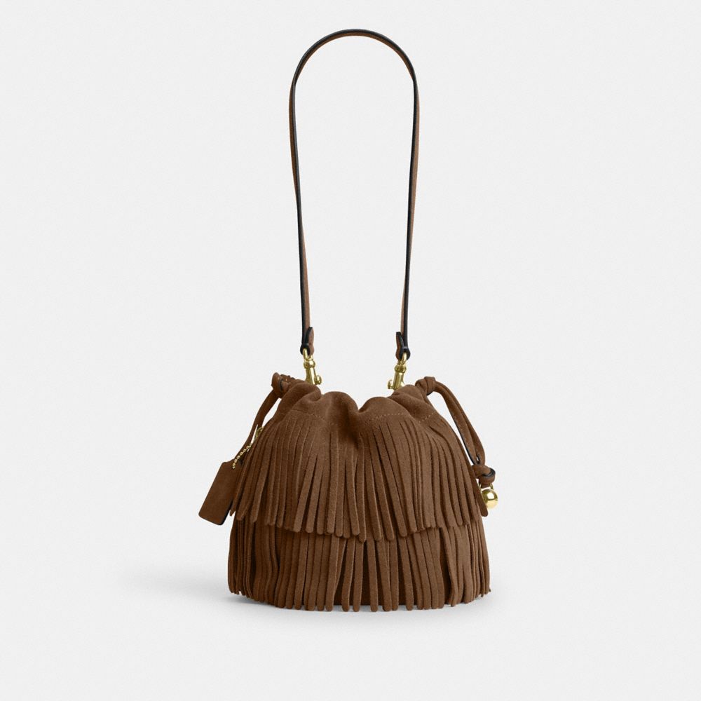 Coach Faye Mini Drawstring Bag With Fringe Im/Cedar