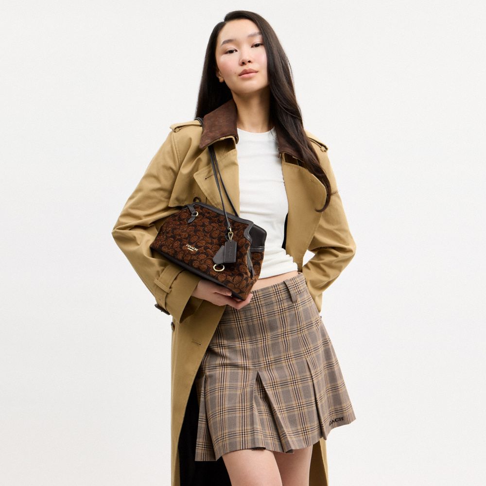 Coach Elise Shoulder Bag In Signature Chenille Gold/Truffle