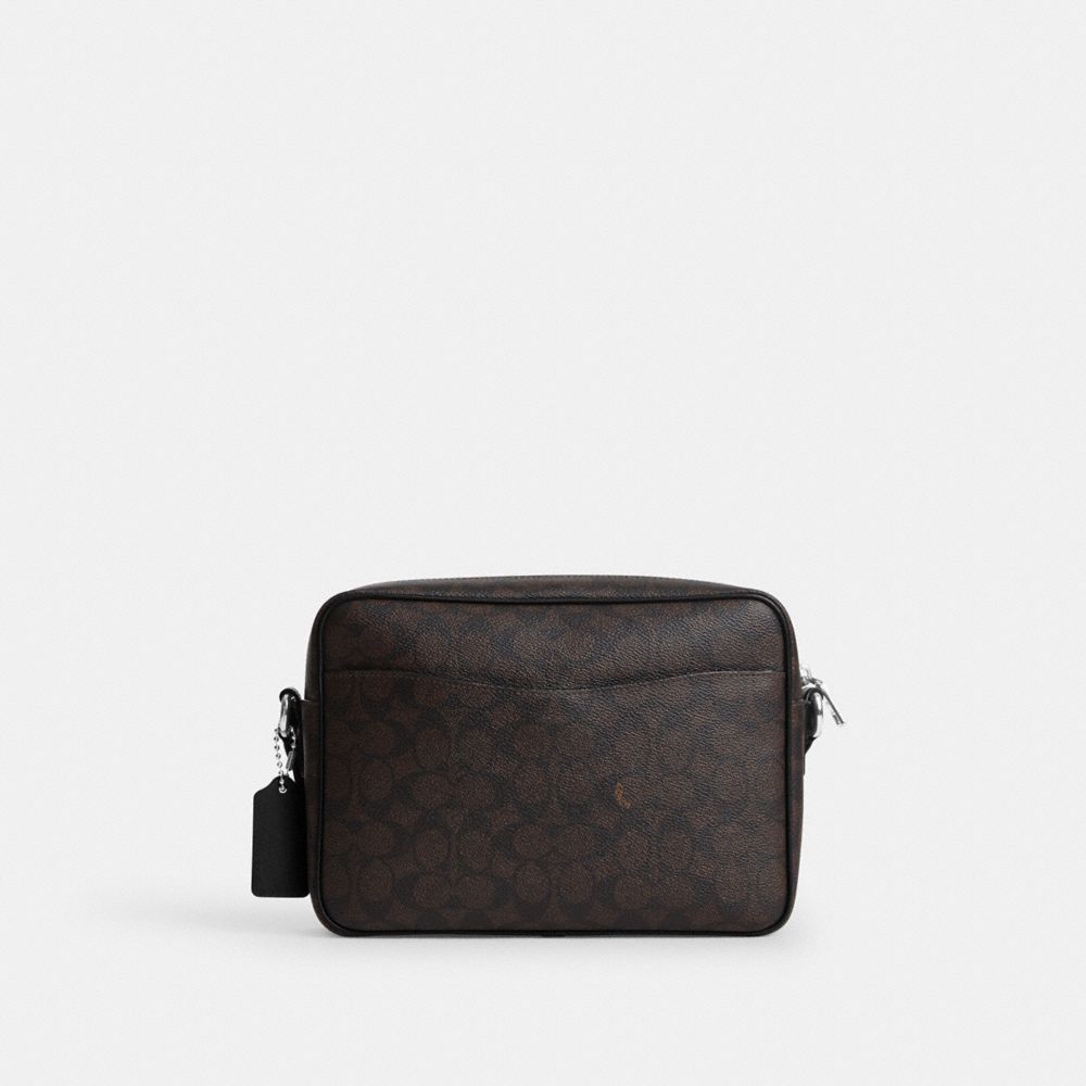 Coach Colton Crossbody Bag 25 In Signature Canvas With Patches Sv/Walnut/Black