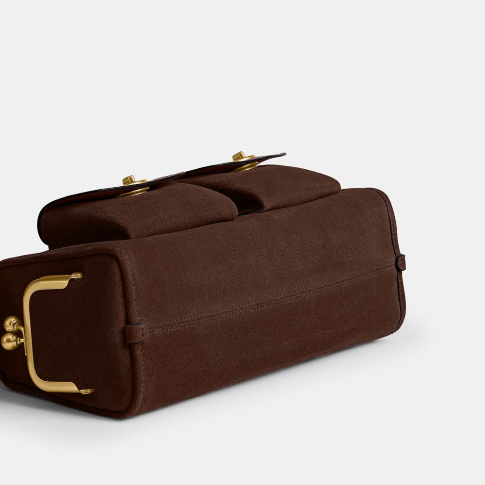 Coach Turnlock Haversack Bag 27 Brass/Dark Chocolate