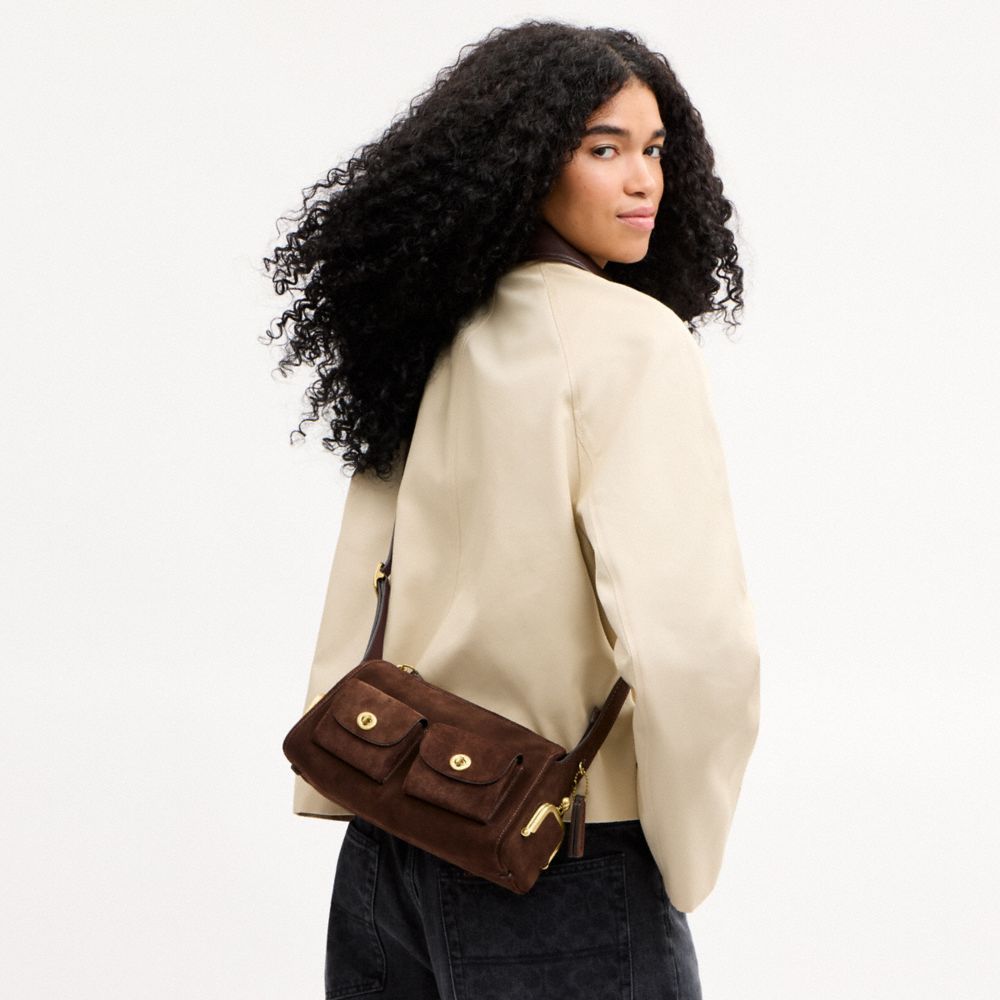 Coach Turnlock Haversack Bag 27 Brass/Dark Chocolate