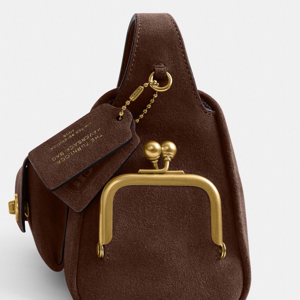 Coach Turnlock Haversack Bag 27 Brass/Dark Chocolate