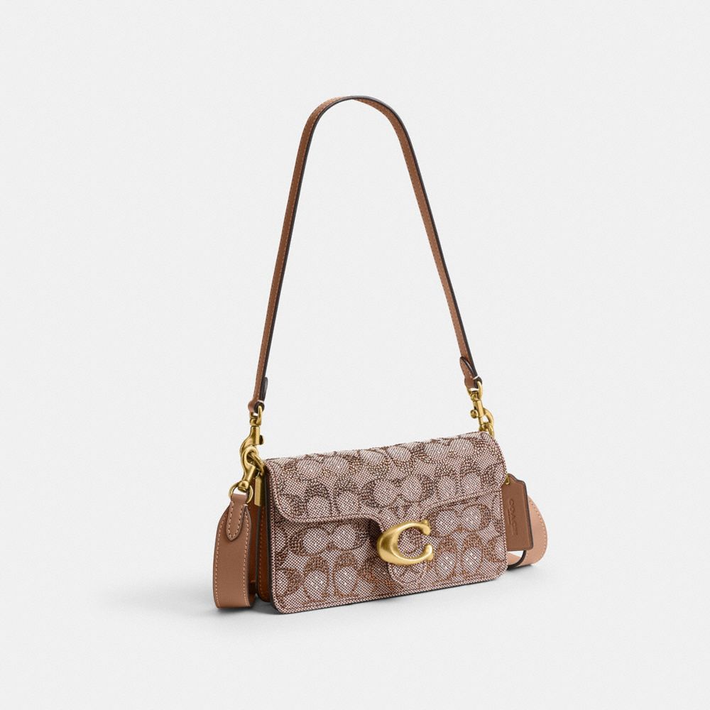 Coach Soft Tabby Shoulder Bag 20 In Crystal Signature Jacquard Brass/Mushroom