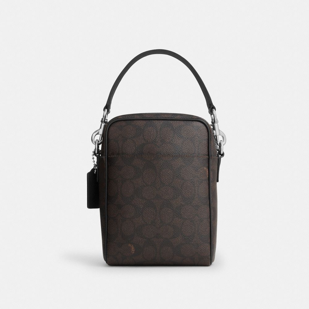 Coach Tristan Crossbody Bag 14 In Signature Canvas With Patches Sv/Walnut/Black