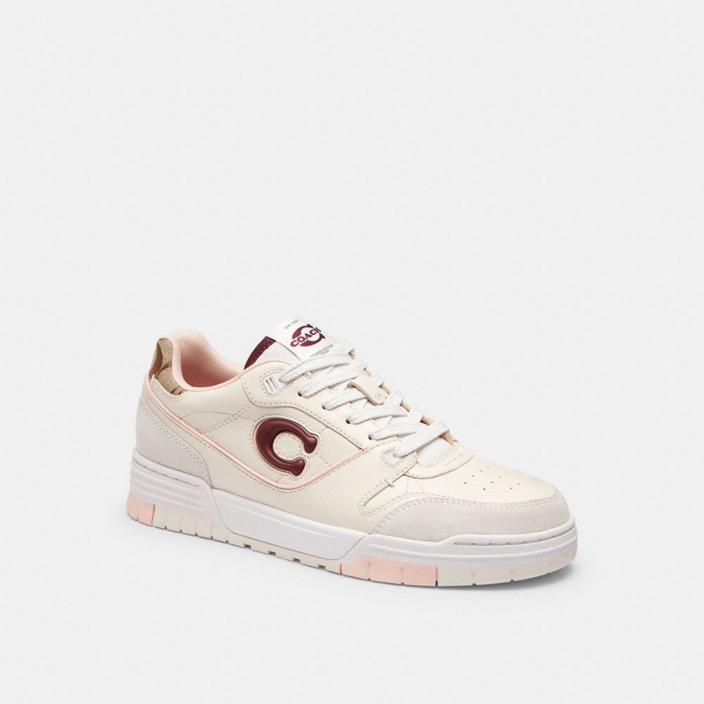 Women's Coach Soho Sneaker With Signature Jacquard Chalk Dark Cherry