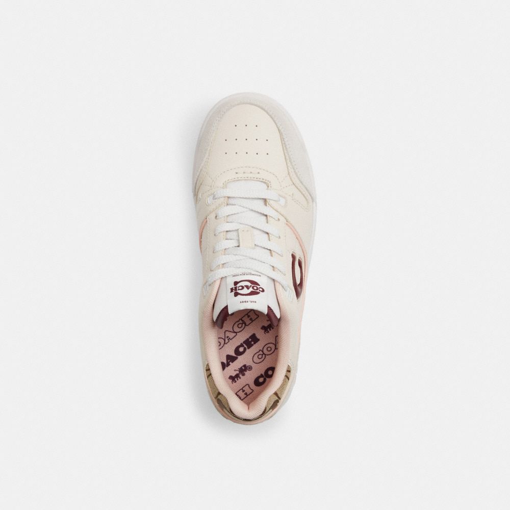 Women's Coach Soho Sneaker With Signature Jacquard Chalk Dark Cherry