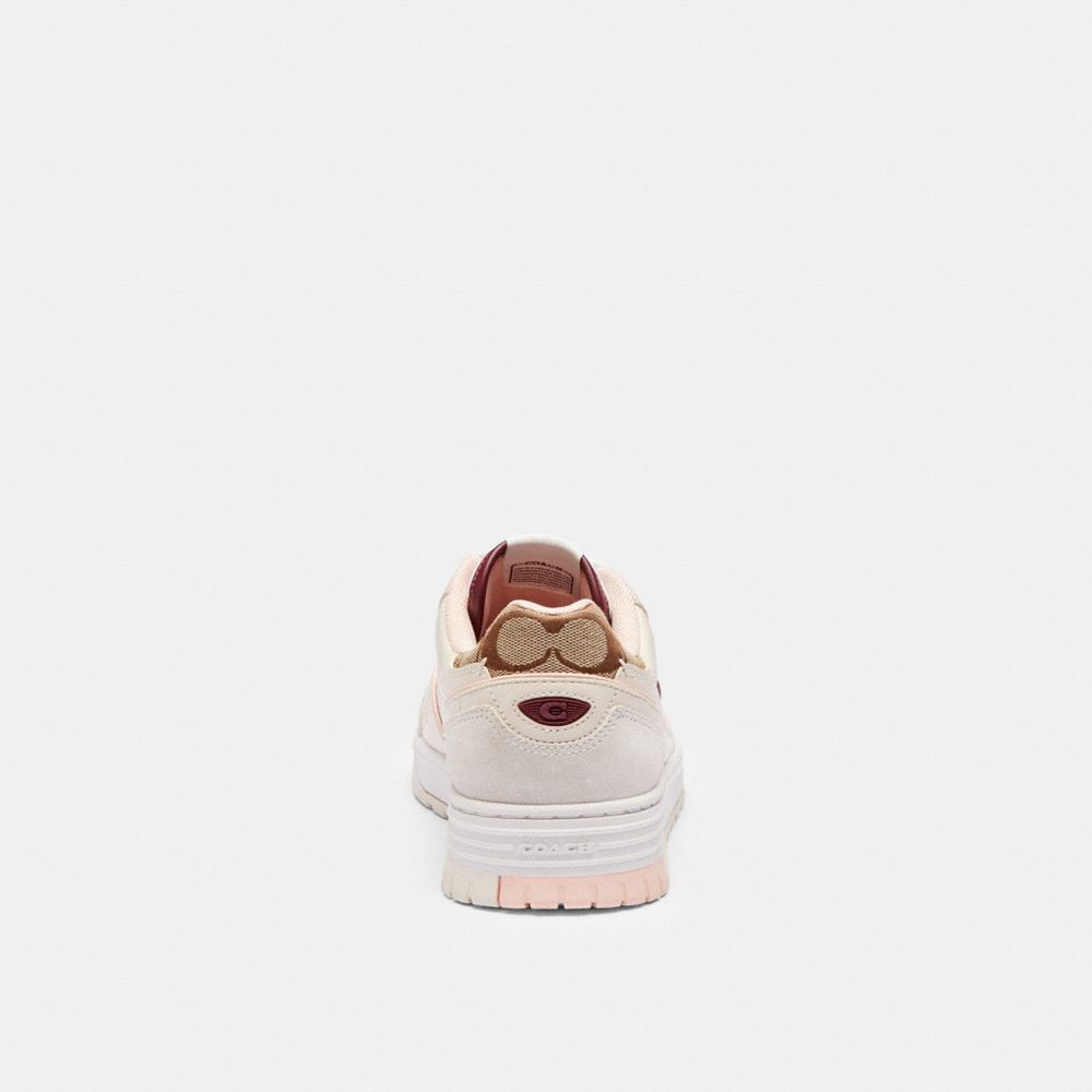 Women's Coach Soho Sneaker With Signature Jacquard Chalk Dark Cherry