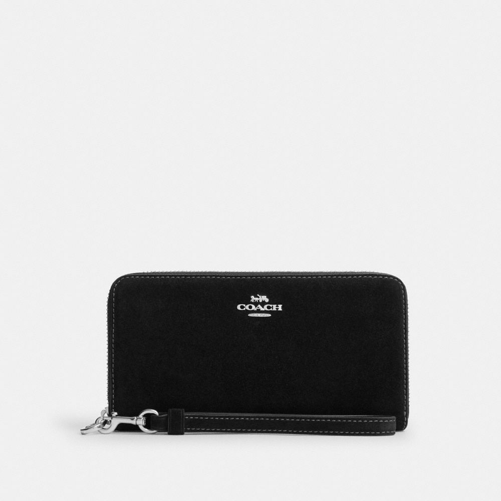 Coach Long Zip Around Wallet Silver/Black