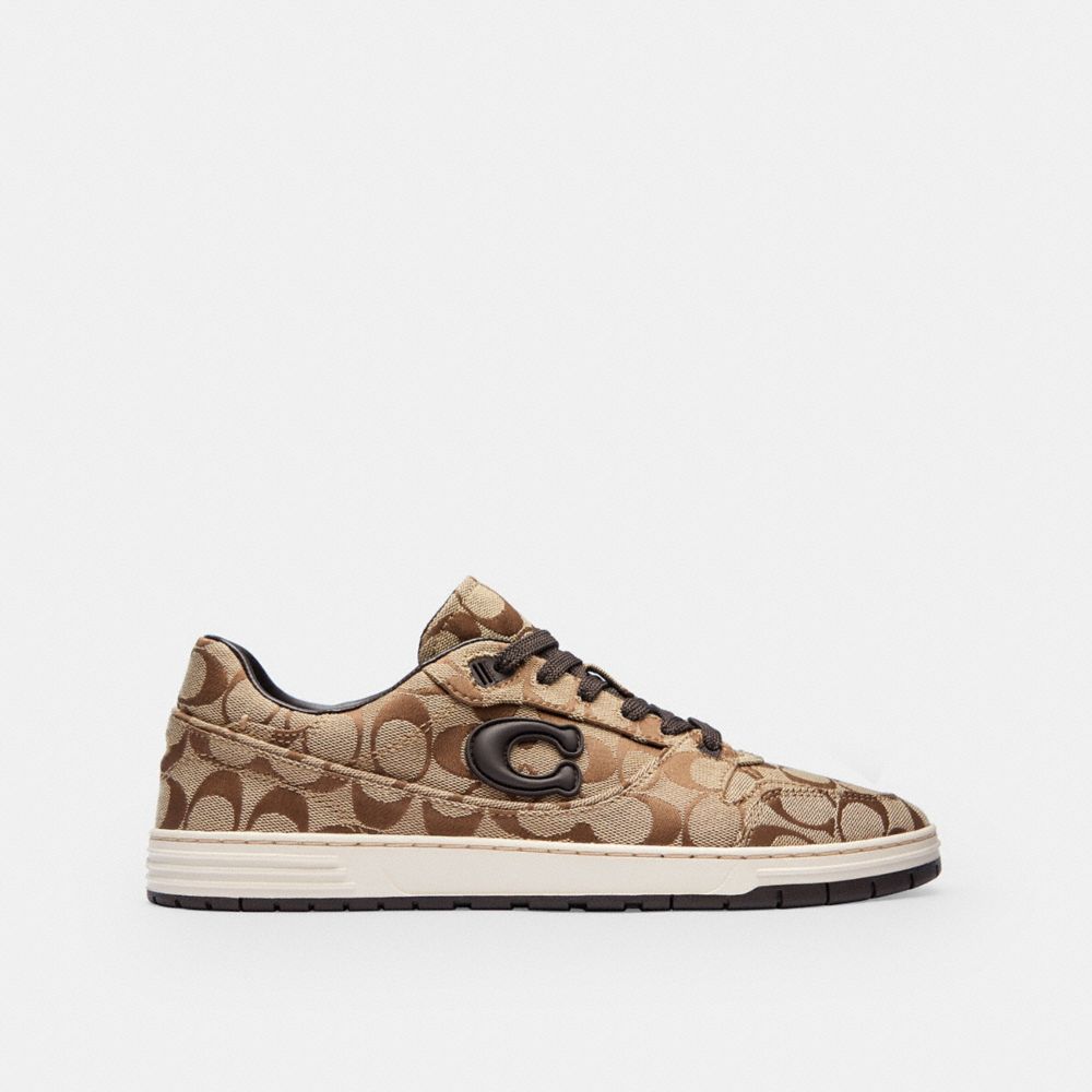 Women's Coach Soft Soho Sneaker In Signature Sateen Jacquard Tan Dark Chocolate