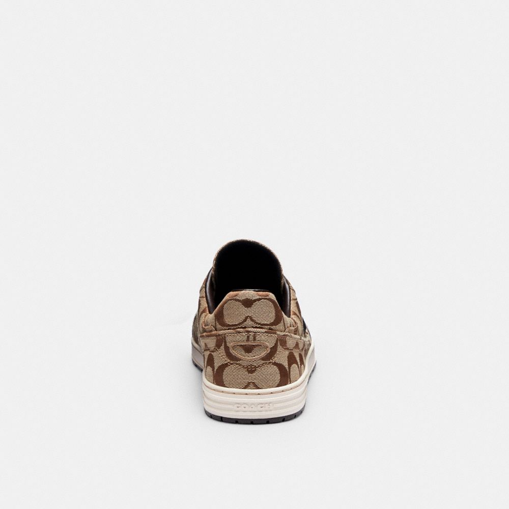 Women's Coach Soft Soho Sneaker In Signature Sateen Jacquard Tan Dark Chocolate